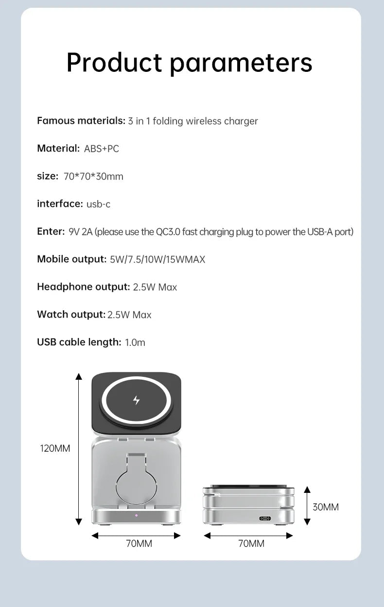 3-in-1 Magnetic Wireless Charger — Fast Charging Stand for iPhone, AirPods &amp; Apple Watch