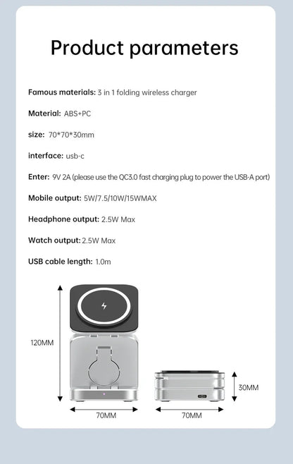 3-in-1 Magnetic Wireless Charger — Fast Charging Stand for iPhone, AirPods &amp; Apple Watch
