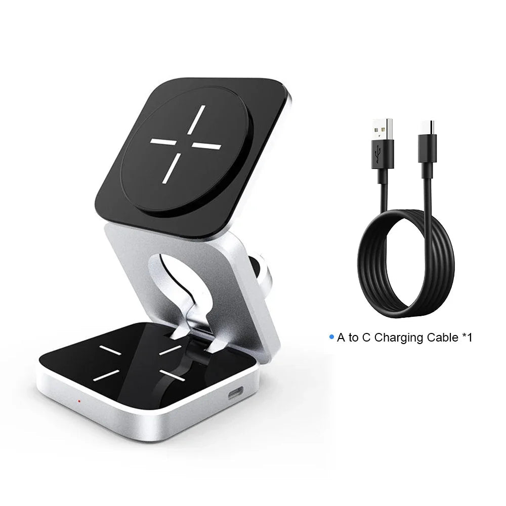 3-in-1 Magnetic Wireless Charger — Fast Charging Stand for iPhone, AirPods &amp; Apple Watch