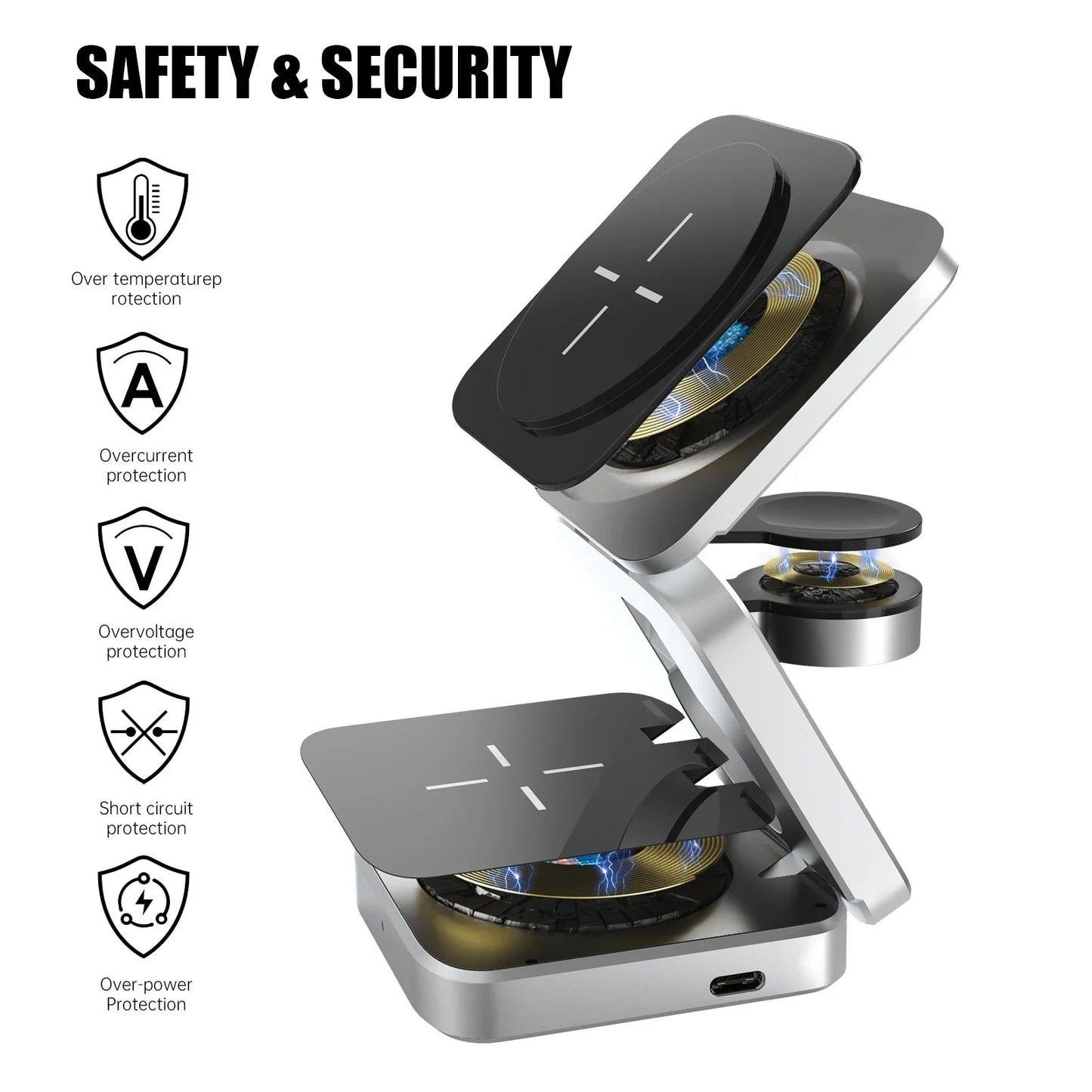3-in-1 Magnetic Wireless Charger — Fast Charging Stand for iPhone, AirPods &amp; Apple Watch